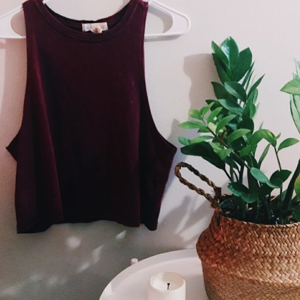 Red burgundy tank top crop top